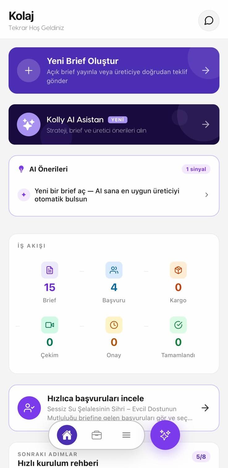 Kolaj mobil uygulama ekran görüntüsü